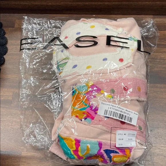 Easel Multicolor “LOVE” Patchwork Sweater - Picture 5 of 5